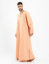 Long linen jellabiya with round neckline with slits