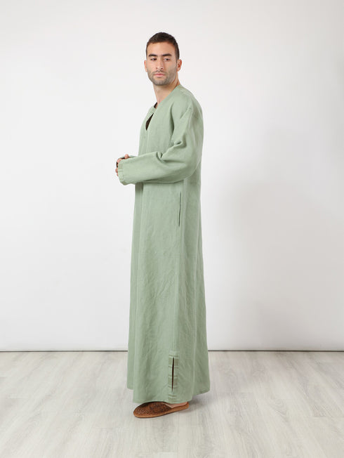 Jellabiya in linen and cotton