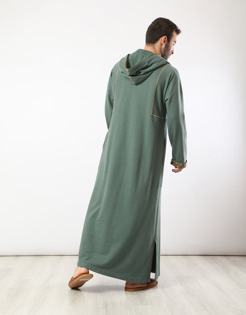Printed hooded jellabiya