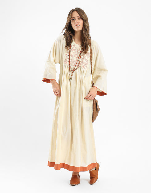 Embroidery cotton long dress
