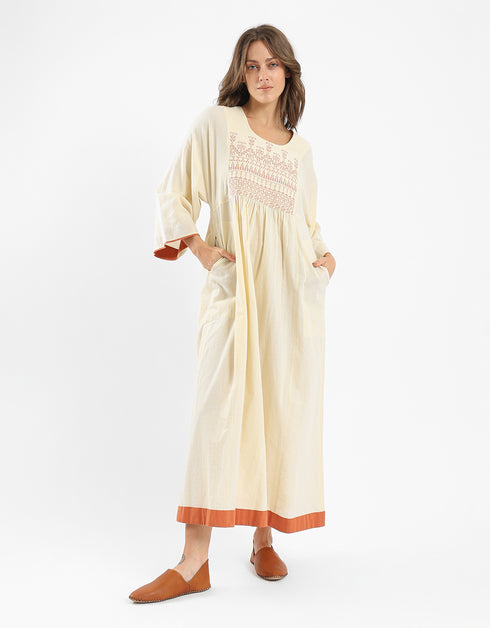 Embroidery cotton long dress