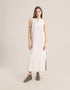 Sleeveless long dress in blended wool