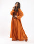 Wide leg drape waistline pants with embroidery