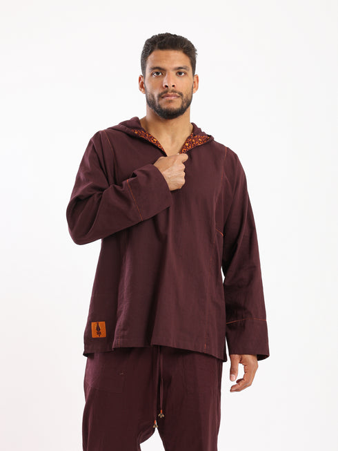 Cotton hooded shirt with Details