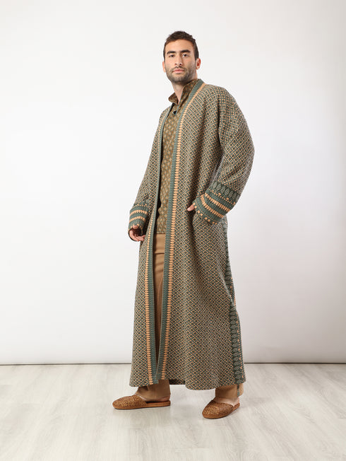 Long printed quilted coat