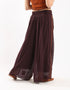 Wide leg drape waistline pants with embroidery