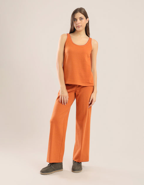 Reversible sleeveless tank top with round neck