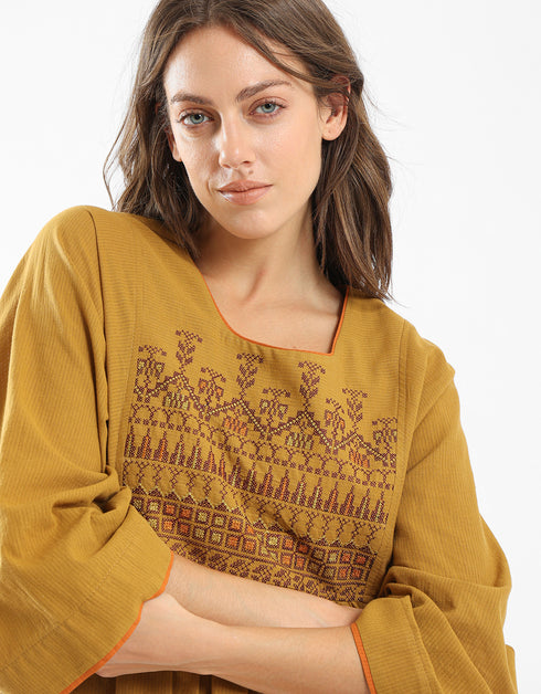 Embroidery cotton long dress