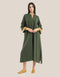 Milton long dress with round neckline with slits,