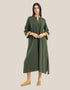 Milton long dress with round neckline with slits,