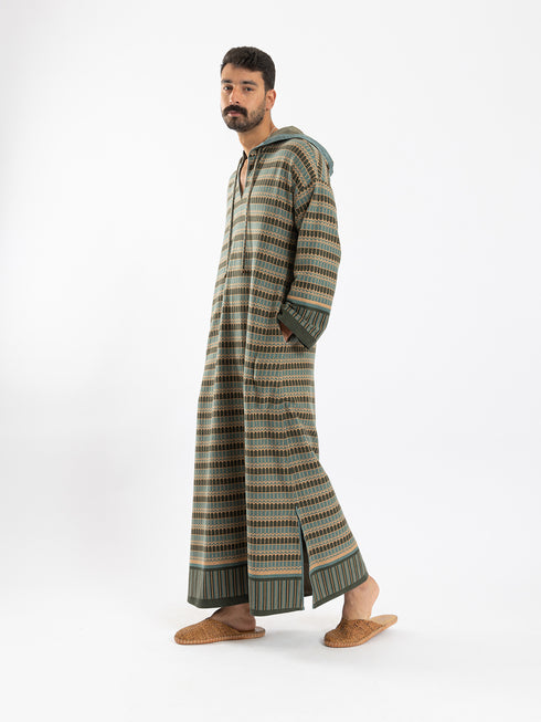 Patterned Jacquard Hooded jellabiya