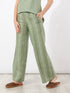 Straight pants in striped linen