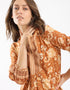 Short printed dress with three quarter sleeves