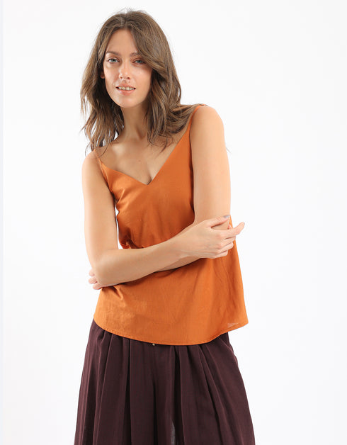 أعلى في الأشرطة القطن رقيقة مع خط العنق الخامس