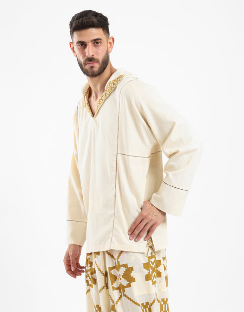 Cotton hooded shirt with Details