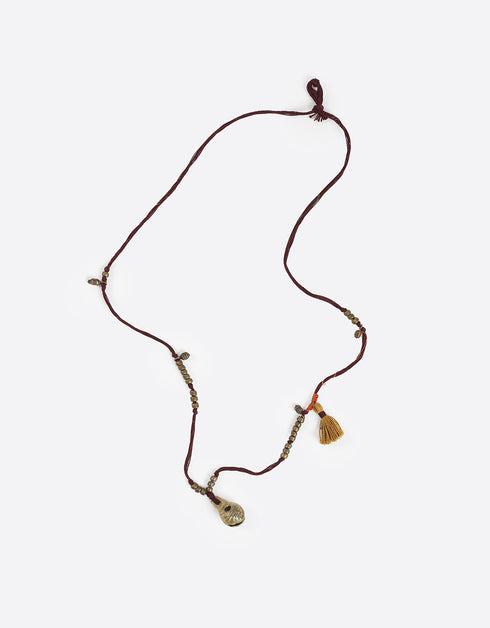 Cotton threads necklace with melted beads