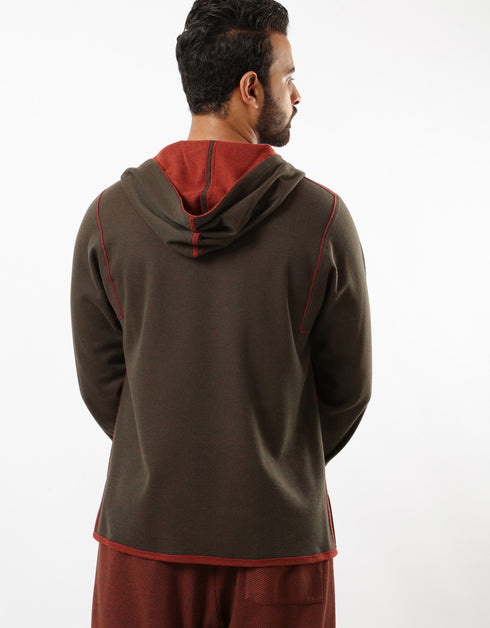 Jacquard hooded sweater