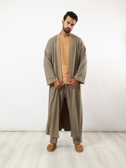 Long reversible jacquard coat