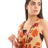 Printed gauze long dress with open back