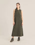 Sleeveless long dress in blended wool