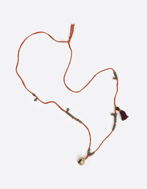 Cotton threads necklace with melted beads