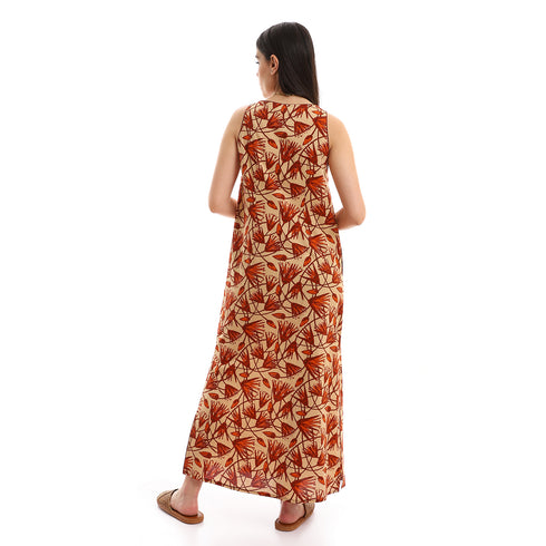 Long cotton printed dress