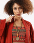 Red lotus stone long necklace