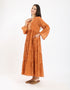Long tear dress in light printed cotton