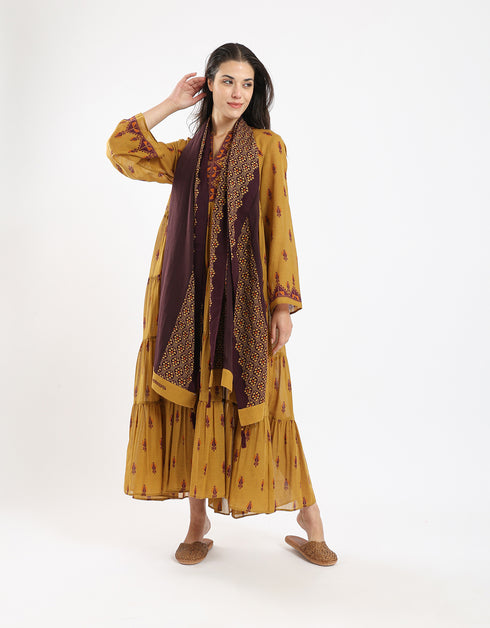 Long tear dress in light printed cotton