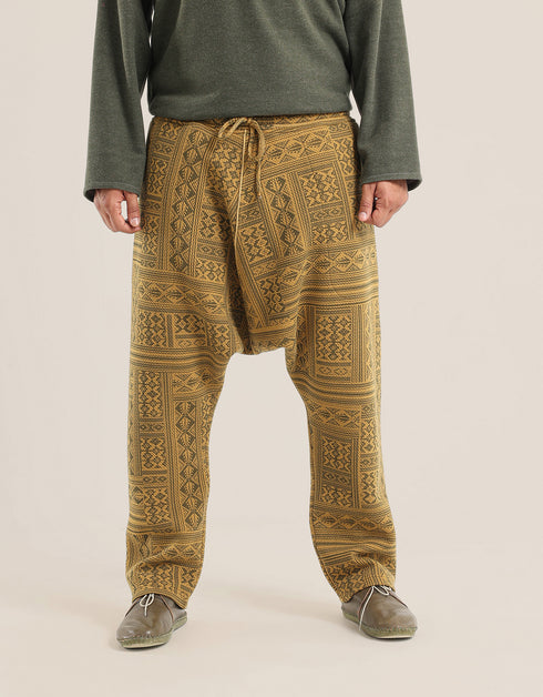 Harem pants in printed cotton blend