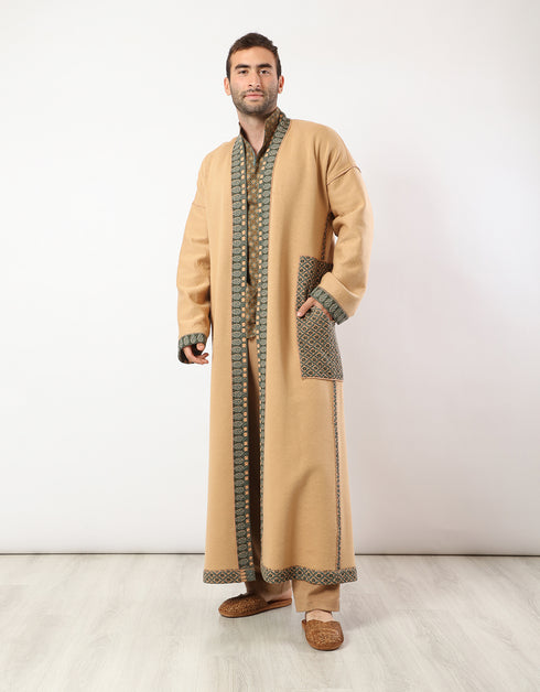 Long printed quilted coat