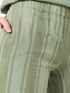 Straight pants in striped linen