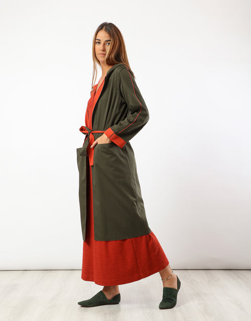 Double face coat with hoodie