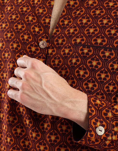 Printed cotton shirt with a single front pocket