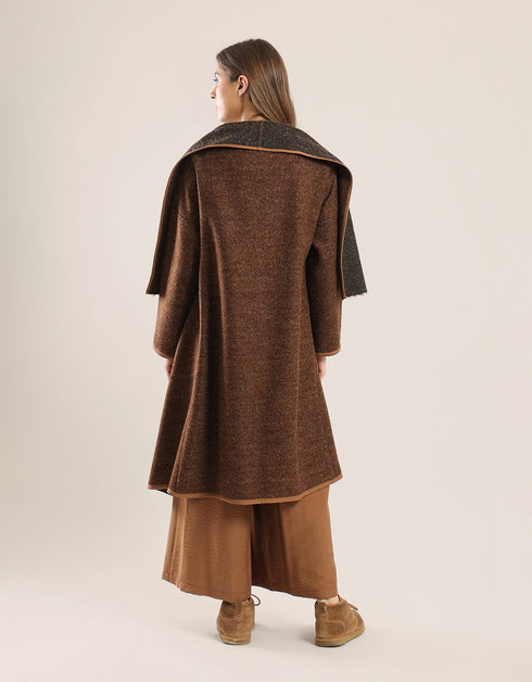 Coat with draped collar