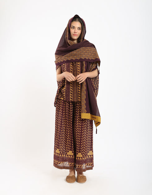 Oversized shirt in printed cotton gauze