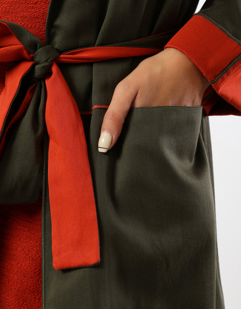 Double face coat with hoodie