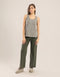Tank top in ribbed tricot with round neckline and sleeveless