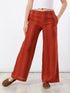 Straight pants in striped linen