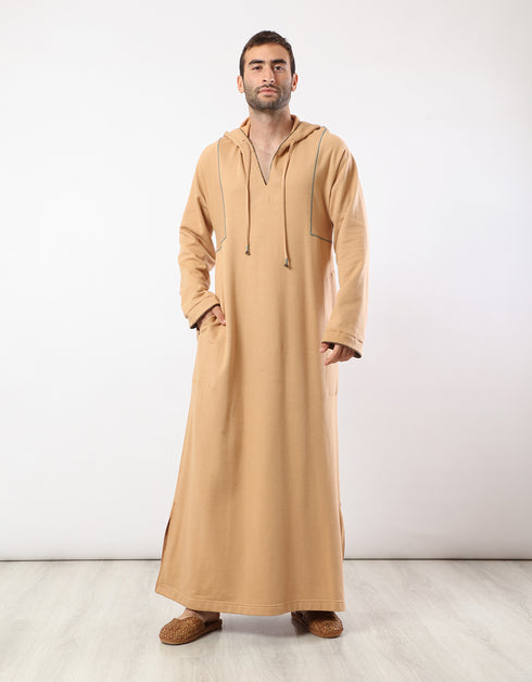 Printed hooded jellabiya