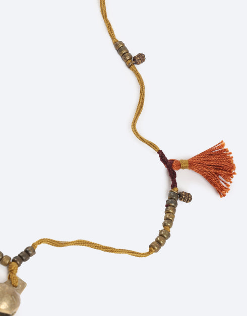 Cotton threads necklace with melted beads