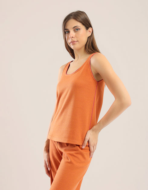 Reversible sleeveless tank top with round neck