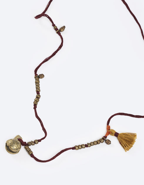 Cotton threads necklace with melted beads