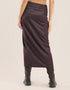 Metallic stitching jersey skirt with front draping and knot