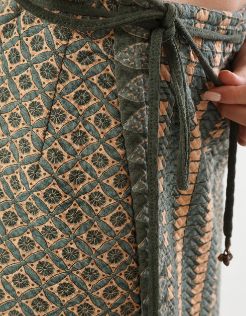 Long printed quilted skirt