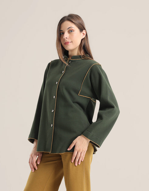 Shirt Jacket with round hem with slits