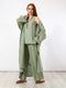 Straight pants in striped linen