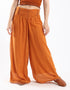 Wide leg drape waistline pants with embroidery