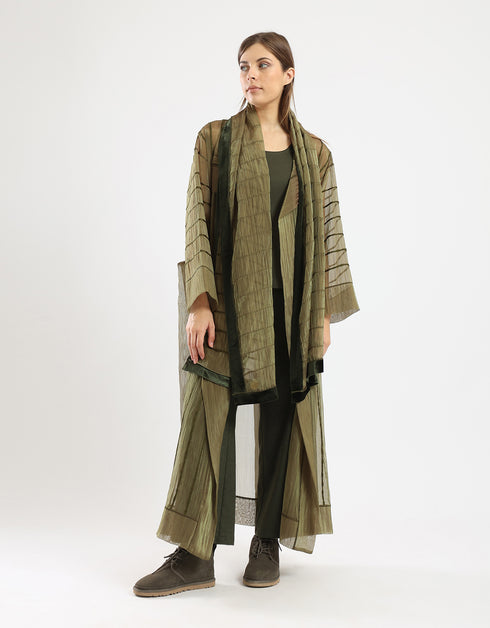 Long Organza coat with 2 big side slits