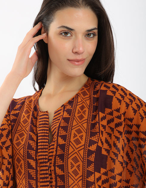 Oversized shirt in printed cotton gauze